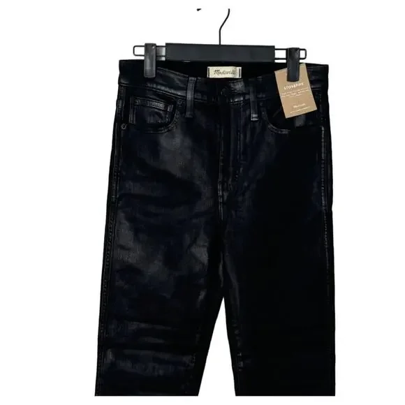 NWT Madewell Stovepipe Jeans in True Black Wash: Coated Edition Size 27